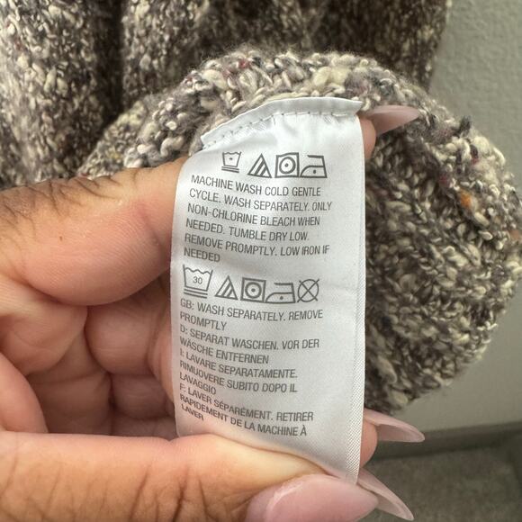 LOGO Lori Goldstein L Cardigan Sweater Speckled‎ Knit Open Front Pockets Cozy - Picture 6 of 9